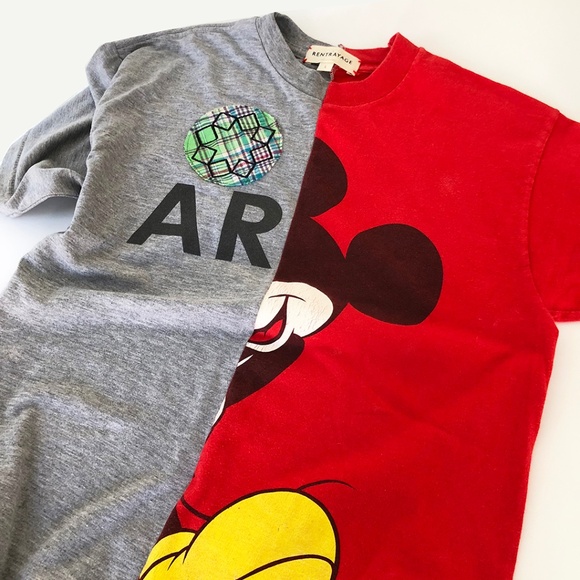 Mickey Mouse Split up-cycled TEE / Large - Picture 1 of 6